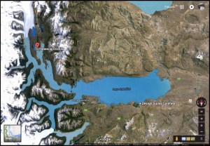 Satelital ubicación Estancia Cristina en relación a El Calafete